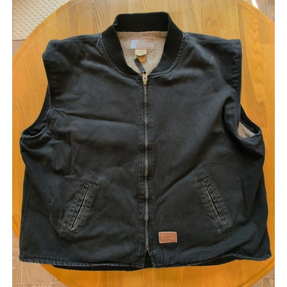 Schmidt Men's Vest Black Zip Work Outdoor Pockets Canvas Sherpa Lined 2XL XXL